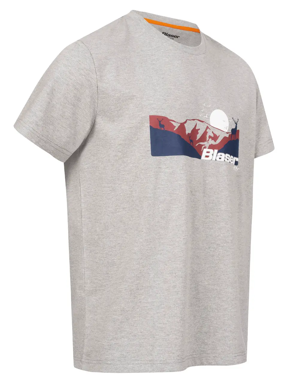 Blaser-T-Shirt mit Print in Grau-Melange seitlich