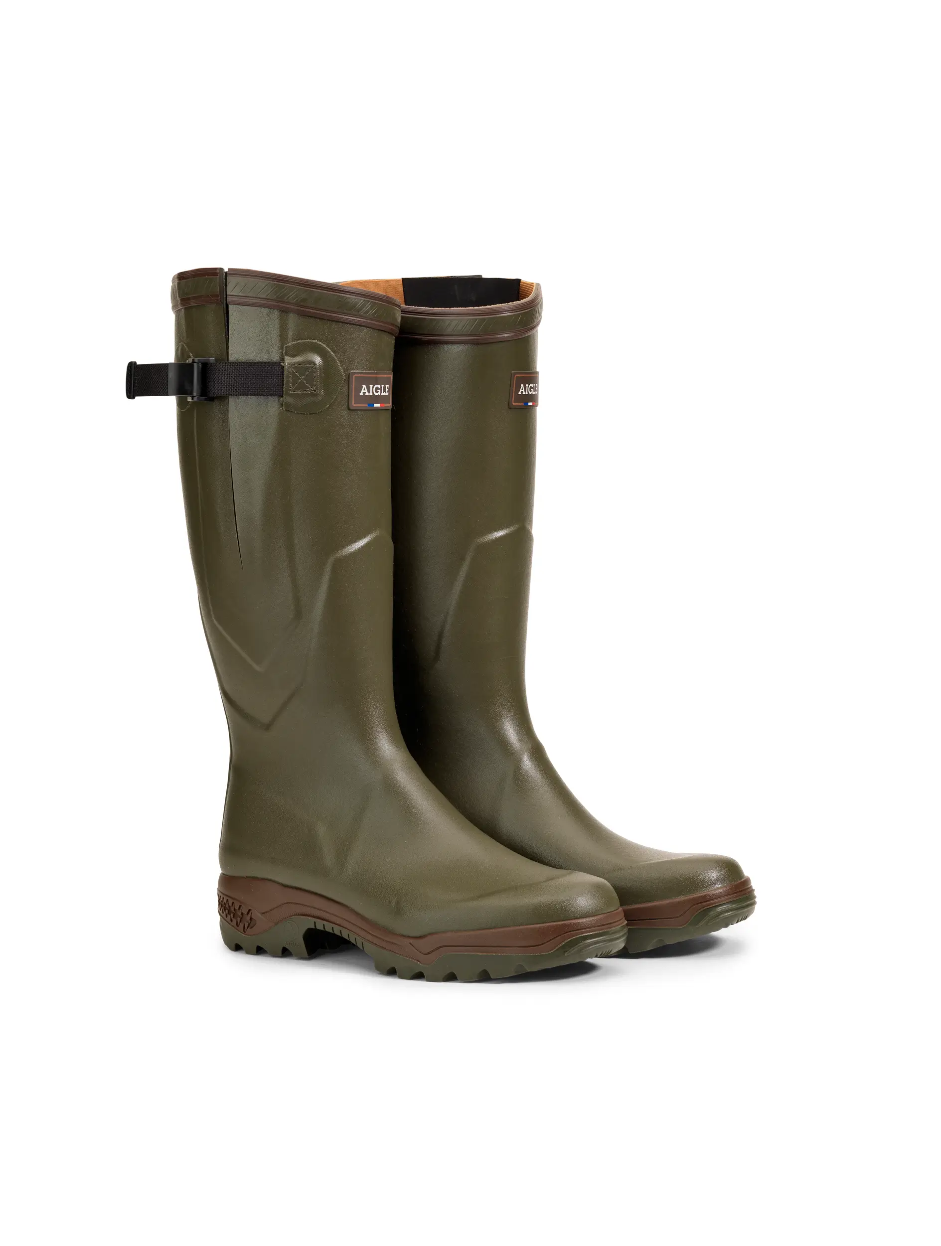 Khaki Gummistiefel von Aigle Parcours 2 Vario Seitenansicht Paar