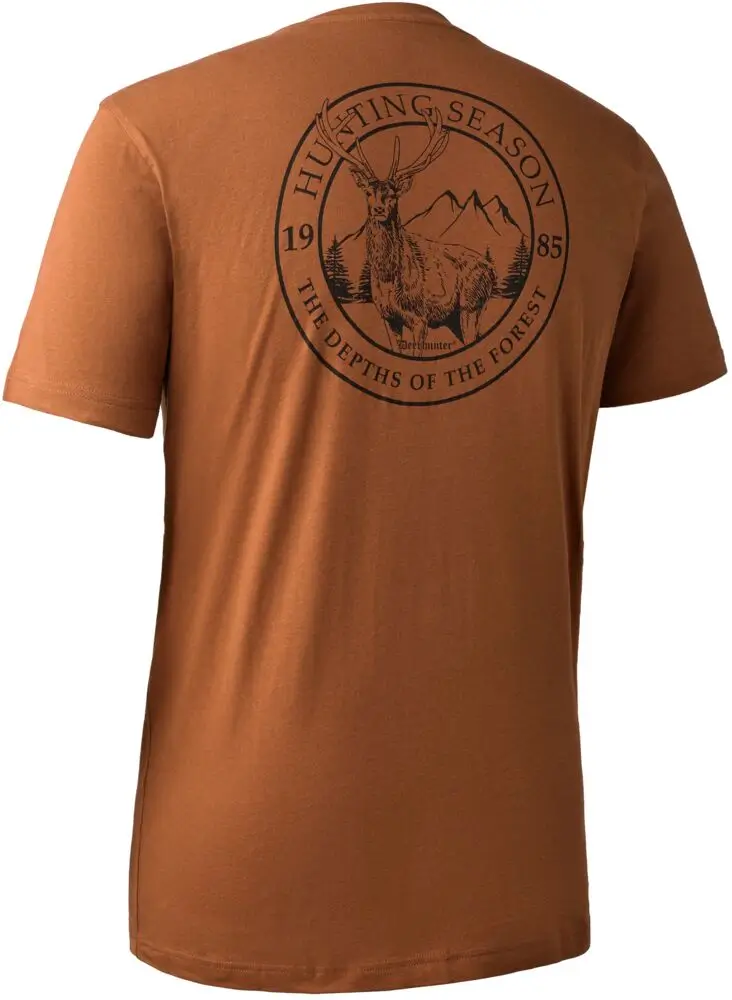 Oranges T-Shirt Rückenansicht mit Hirschprint